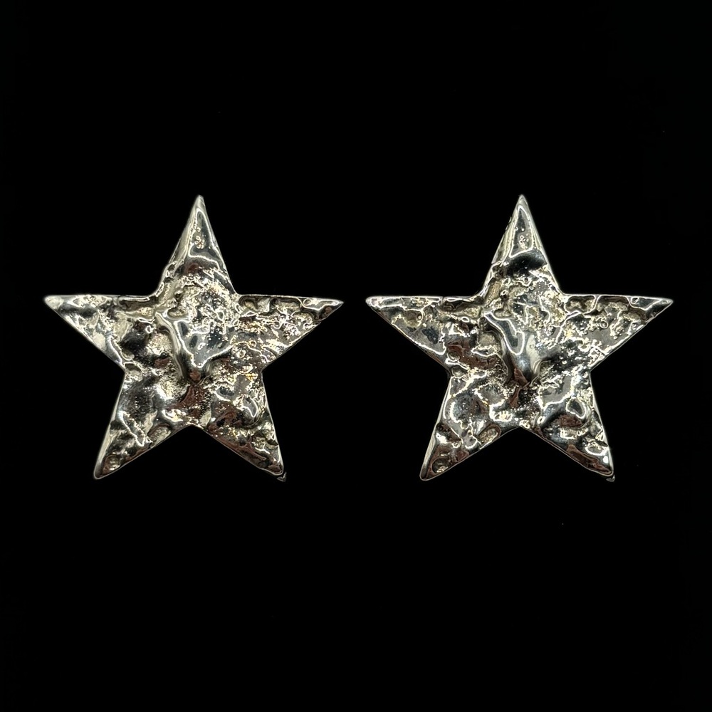 VINTAGE Textured Star Clip-On Earrings